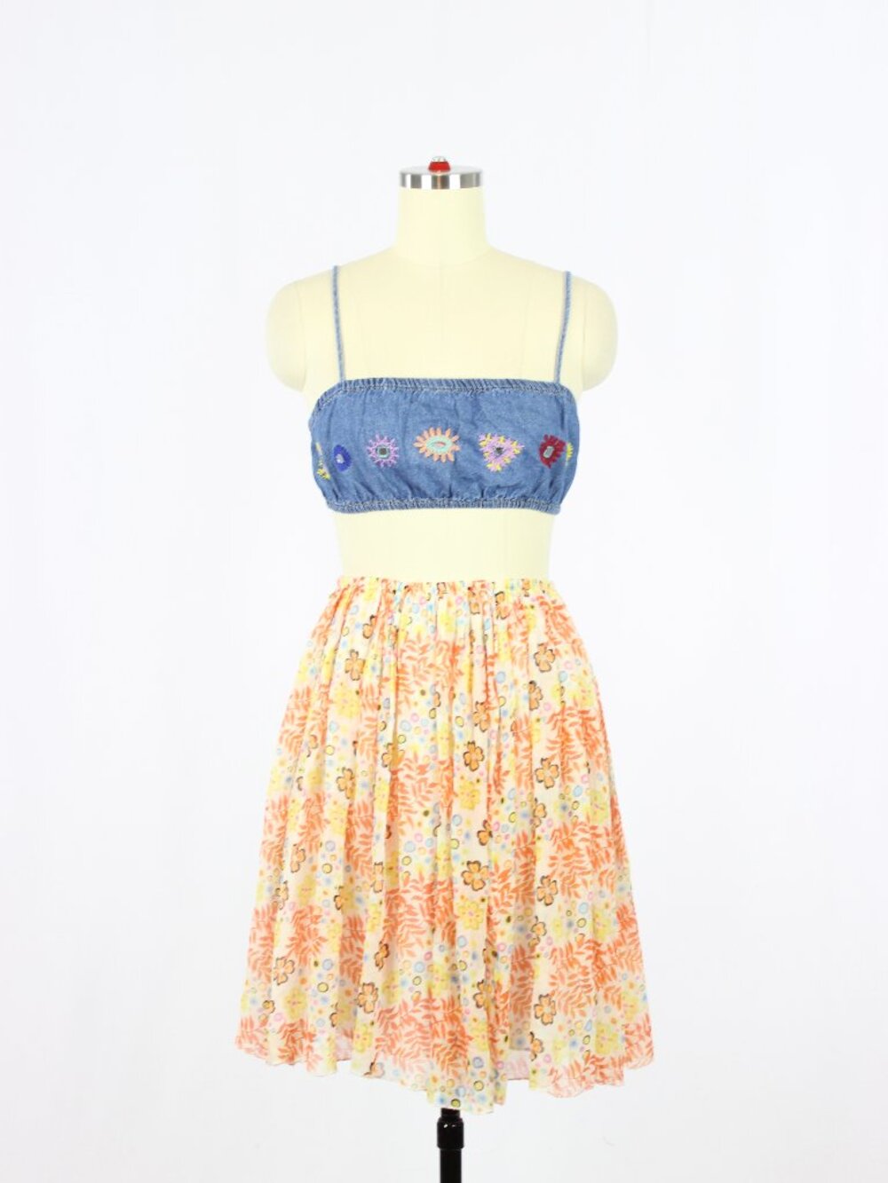 Vintage 00's LAPIS Y2K Floral 100% Silk Chiffon Flowy Mini Skirt, Size S